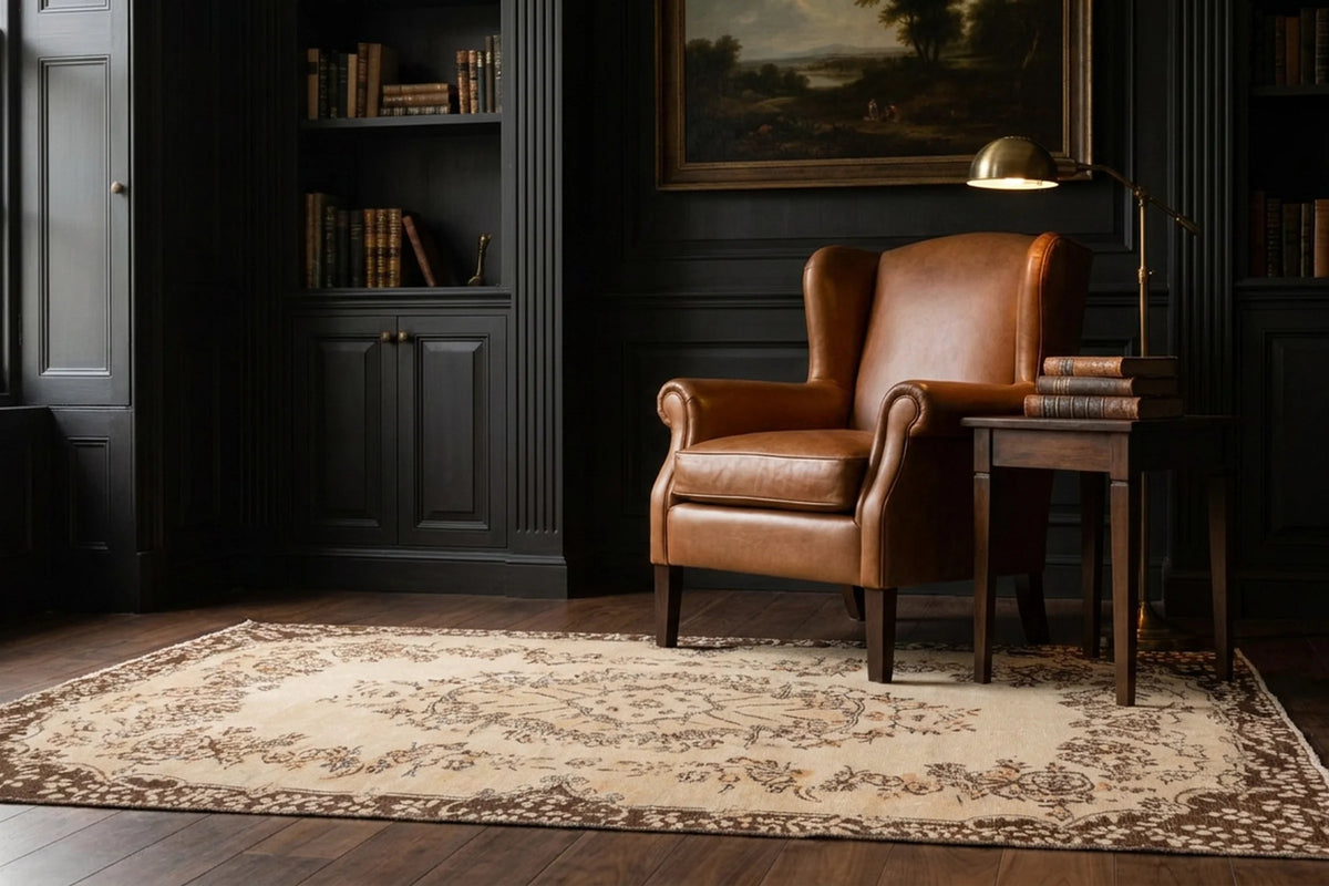 White Turkish rug in a den