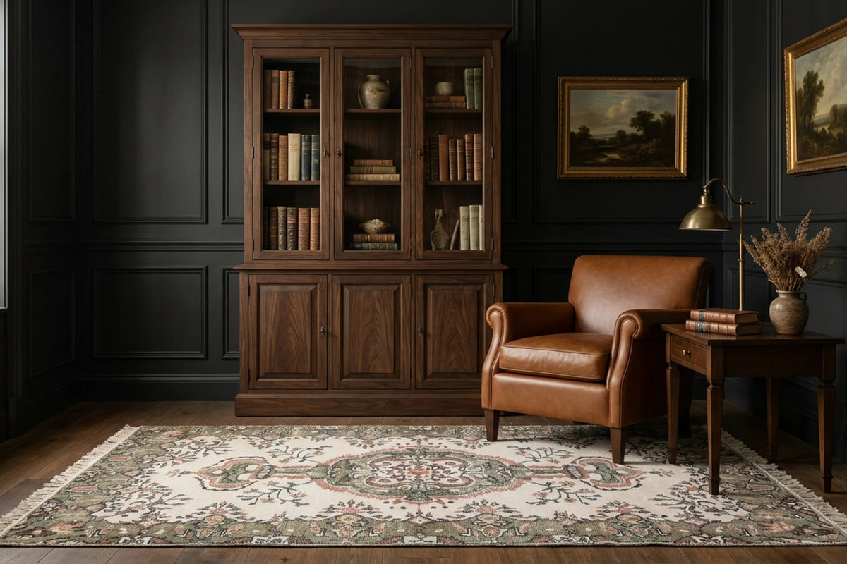 White Turkish rug in a study