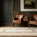 White Turkish rug in a styled room