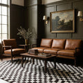 Checkered Shaggy Wool area rug in a living room