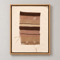 Framed vintage kilim fragment wall art in taupe, mauve, dark brown, ivory