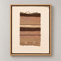Framed vintage kilim fragment wall art in brown, taupe, ivory