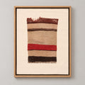 Framed vintage kilim fragment wall art in oatmeal, red, dark brown
